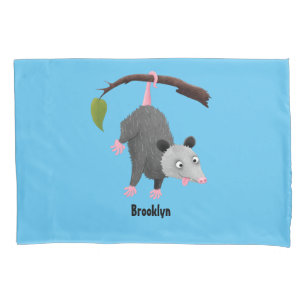 Housse D'oreillers Joli opossum accroché à la branche dessin animé