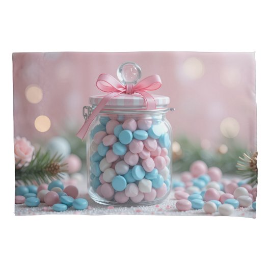 Housse D'oreillers joli pot de bonbons sucrés (devant)