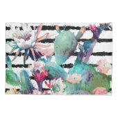 Housse D'oreillers Jolie aquarelle Cactus Floral Black Stripes (Dos)