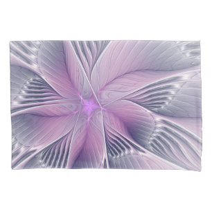 Housse D'oreillers Jolie fleur rose abstraite moderne art fractal