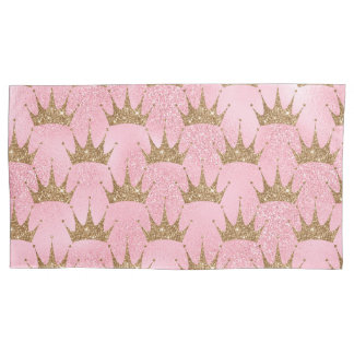 Housse D'oreillers Jolie Parties scintillant rose et princesse d'or C
