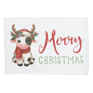 Housse D'oreillers Jolie vache de Noël mignonne