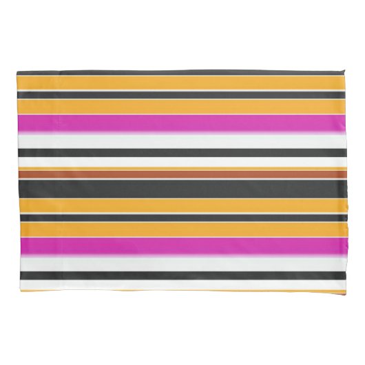Housse D'oreillers Jolies rayures noires orange (devant-gauche)
