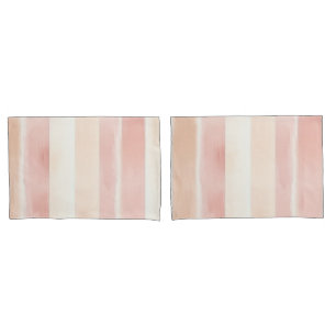 Housse D'oreillers Jolies rayures roses pêche crème
