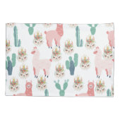 Housse D'oreillers Jolis Llamas roses et Cactus vert (Dos)