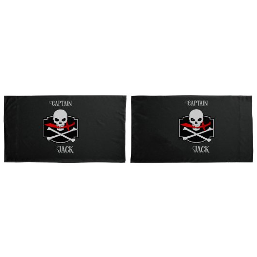 Housse D'oreillers Jolly roger personnalisé (Cutlass) (devant-Set)