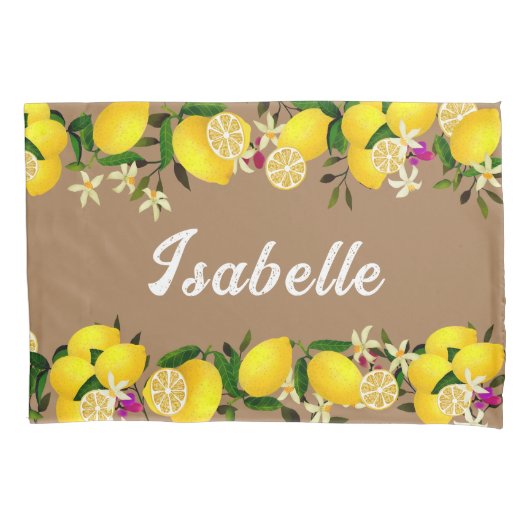 Housse D'oreillers Jours Citron Marron (devant-gauche)