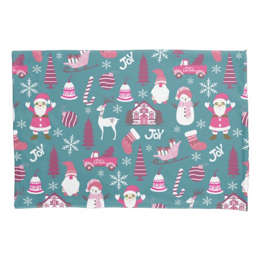Housse D'oreillers Joy Christmas Turquoise (devant)