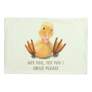 Housse D'oreillers Joyeux Canard Jaune Drôle Coussin Coque - Texte Pe