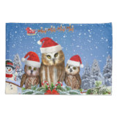 HOUSSE D'OREILLERS JOYEUX NOËL DU HIBOU DES USA ! (Dos)