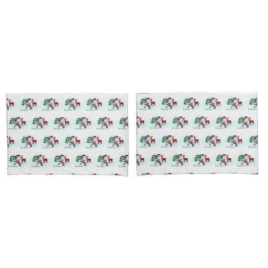 Housse D'oreillers Joyeux Noël ! Snowman avec amis (devant-Set)