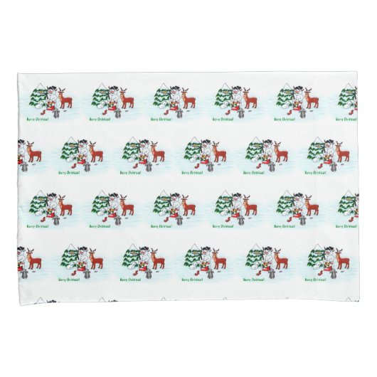 Housse D'oreillers Joyeux Noël ! Snowman avec amis (devant-Droit)