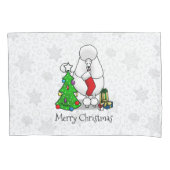 Housse D'oreillers Joyeux sapin de Noël 2 caniche (blanc) chien migno (devant-gauche)