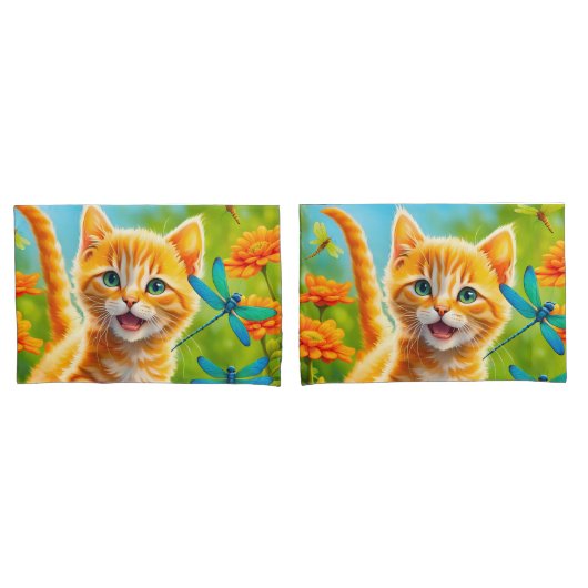 Housse D'oreillers Joyous Kitten (devant-Set)
