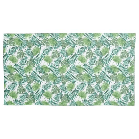 Housse D'oreillers Jungle Tropical Palm Tree Feuilles & Stripes Motif (devant-gauche)