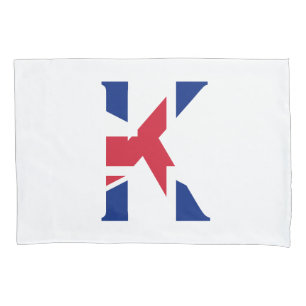Housse D'oreillers K Monogramme superposé sur le drapeau Union Jack