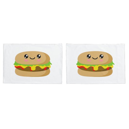Housse D'oreillers Kawaii Burger (Dos-Set)
