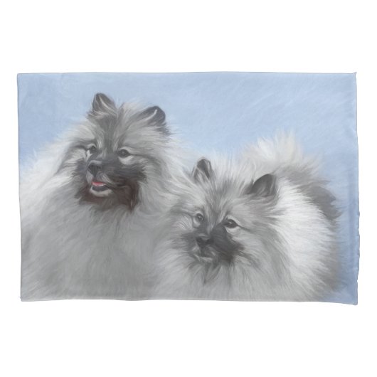 Housse D'oreillers Keeshond Paire de Kees Peinture Art animal origina (devant)