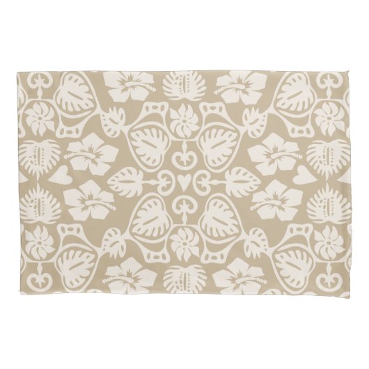 Housse D'oreillers Keoni Hawaiian Monstera Leaf Damask Taupe (devant)