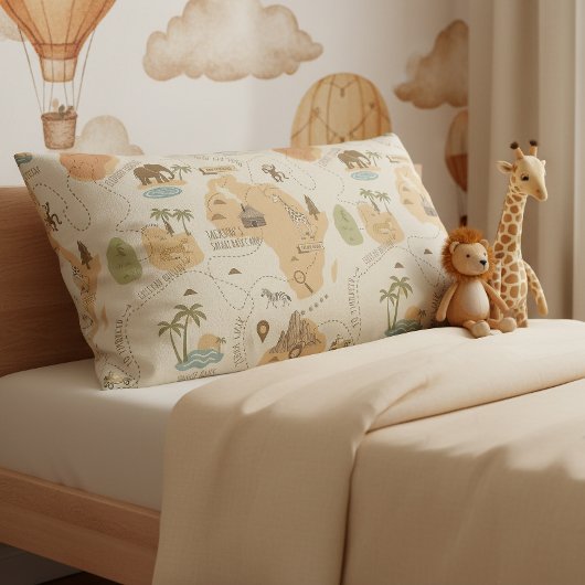 Housse D'oreillers Kid's Personalized Safari Map ID1269