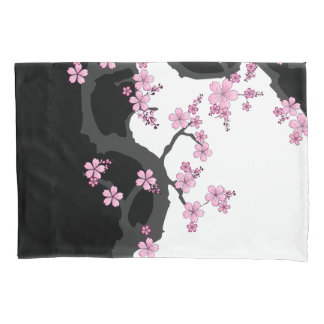 Housse D'oreillers Kimono japonais Sakura noir et blanc