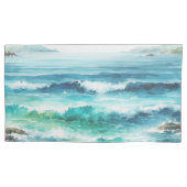 Housse D'oreillers King Coussin Coque Ocean Waves Beach Aquarelle (devant-gauche)