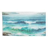 Housse D'oreillers King Coussin Coque Ocean Waves Beach Aquarelle (Dos-Droit)