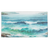 Housse D'oreillers King Coussin Coque Ocean Waves Beach Aquarelle (devant-Droit)