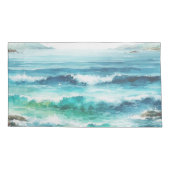 Housse D'oreillers King Coussin Coque Ocean Waves Beach Aquarelle (Dos-gauche)
