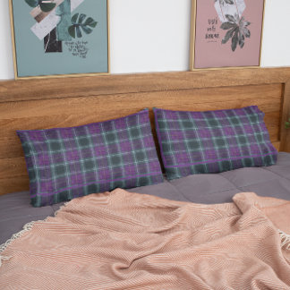 Housse D'oreillers King Size Purple & Green Plaid