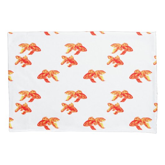 Housse D'oreillers Kingyo Goldfish Rouge et Jaune (devant)