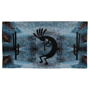 Housse D'oreillers Kokopelli Roi bleu Mosaïque du désert du sud-oue