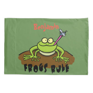 Housse D'oreillers La grenouille règle drôle dessin de grenouille ver