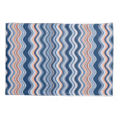 Housse D'oreillers La marine et les bandes ondulées orange (Dos)