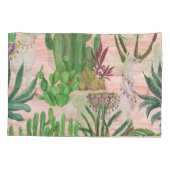 Housse D'oreillers Lamas aquarelle et motif cactus. (Dos)