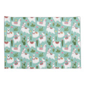 Housse D'oreillers Lamas mignons sur le motif turquoise (Dos-Droit)
