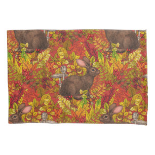 Housse D'oreillers Lapin d'automne en rouge