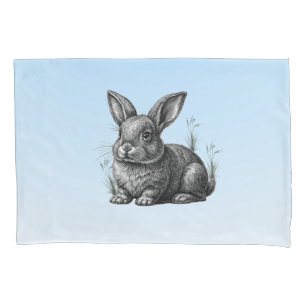 Housse D'oreillers Lapin gris mignon sur un ciel bleu