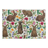 Housse D'oreillers Lapins et fleur sauvage (Dos-Droit)