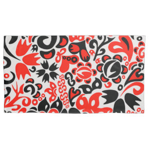 Housse D'oreillers L'art populaire ukrainien motif floral abstact