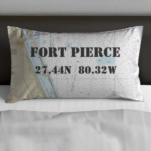 Housse D'oreillers Latitude Longitude Fort Pierce FL Carte Nautique ⚓
