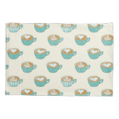 Housse D'oreillers Latte Art dans de mignons cafés bleus (Dos)