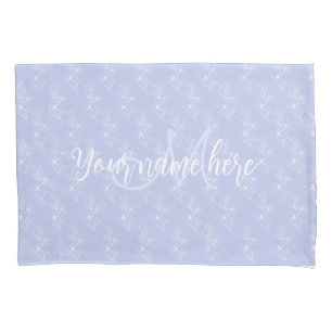 Housse D'oreillers Lavande Botanique Floral Bleu Chambre Monogramme