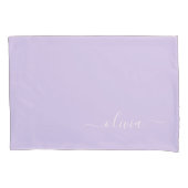 Housse D'oreillers Lavande Purple Script Moderne Fille Monogramme Nom (devant)