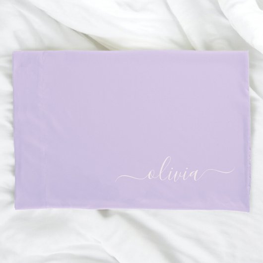 Housse D'oreillers Lavande Purple Script Moderne Fille Monogramme Nom