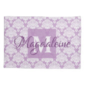 Housse D'oreillers Lavender Damask Coussin Coque avec Monogram & Name (Dos)
