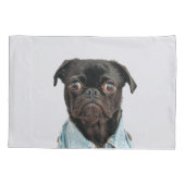 Housse D'oreillers Le chien noir de carlin ajoutent le texte (Dos)