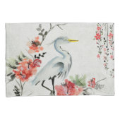 Housse D'oreillers le coussin blanc enferme la grue asiatique de (devant-Droit)