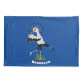 Housse D'oreillers Le mignon secrétaire oiseau écrire des notes dessi (Dos)