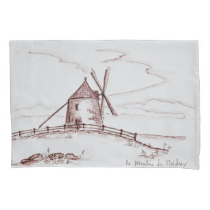 Housse D'oreillers Le Moulin de Moidrey Moulin à vent   Pontorson